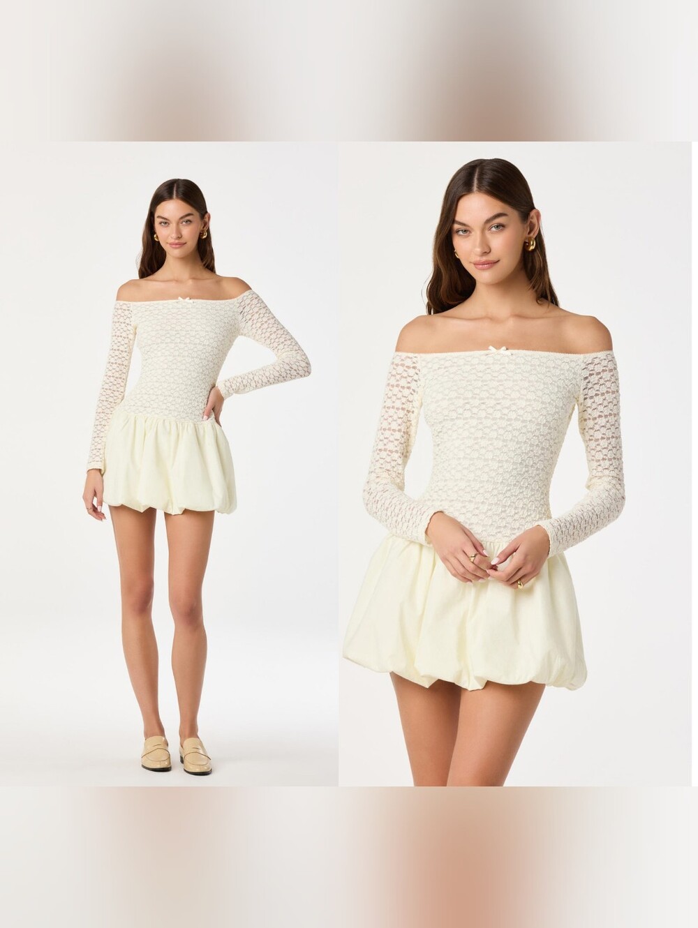 Astr The Label Off Shoulder Mixed Media Dress